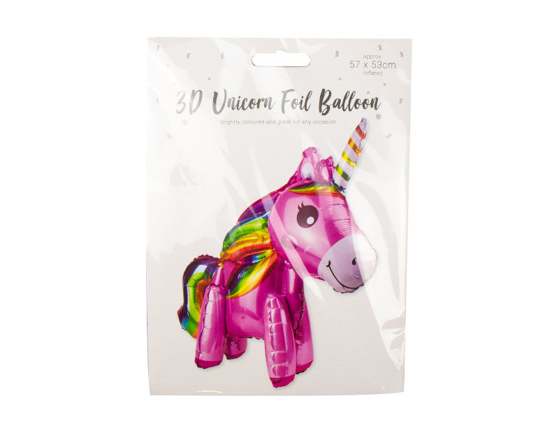 3D Unicorn Folieballong - Klara Färger