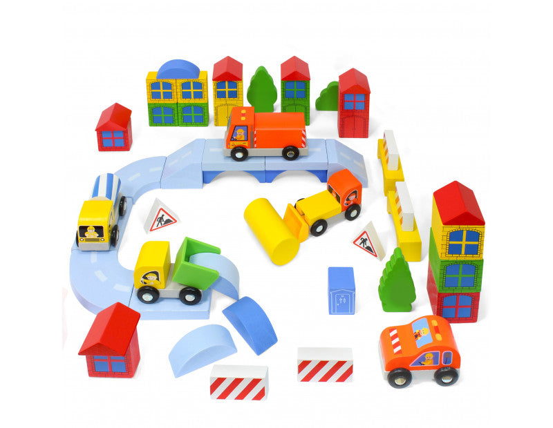 KIDS LANE - CONSTRCTION SITE BUILDING BLOCKS 50 PIECE SET