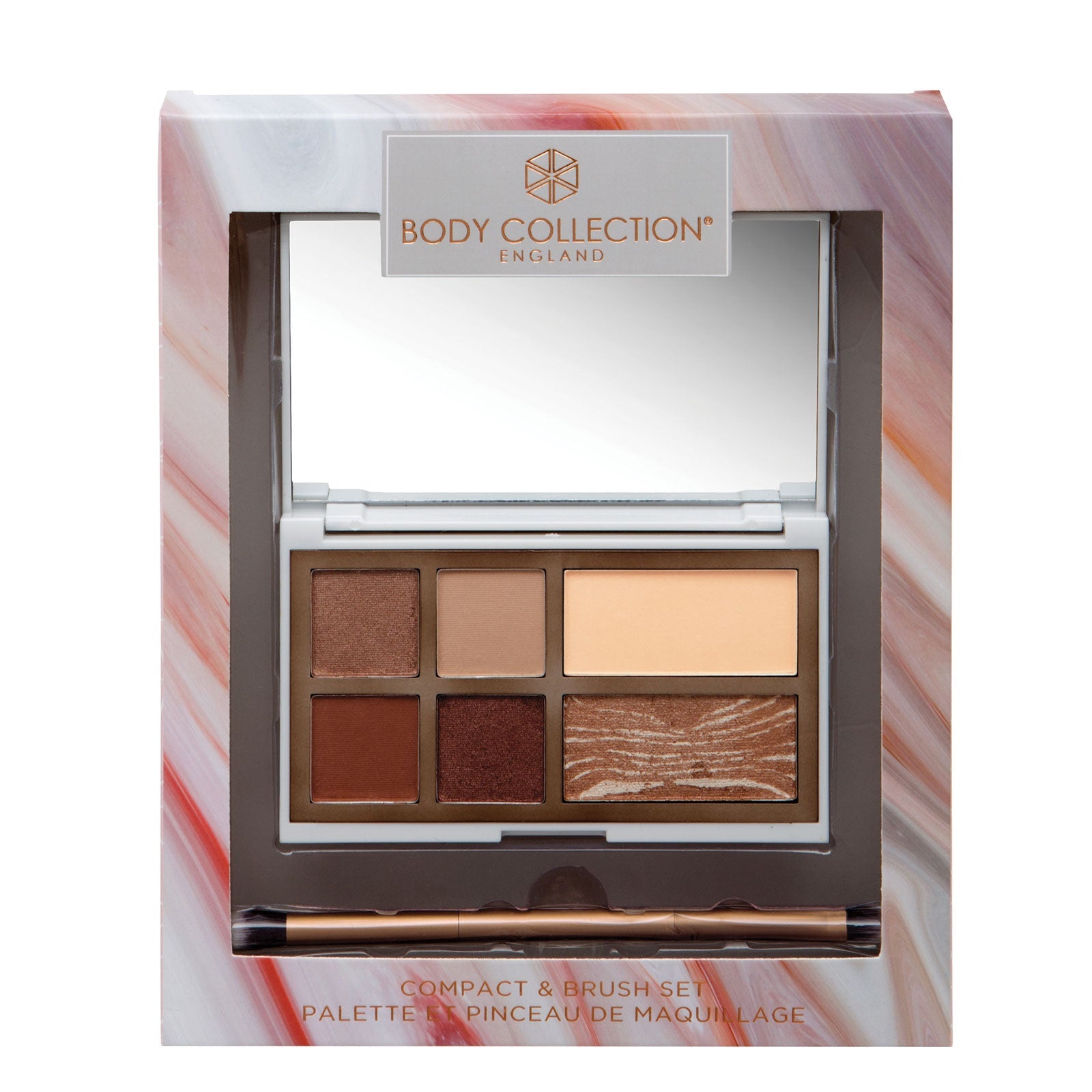 Body Collection England - Kompakt Pall Med Spegel Och Borste Beige