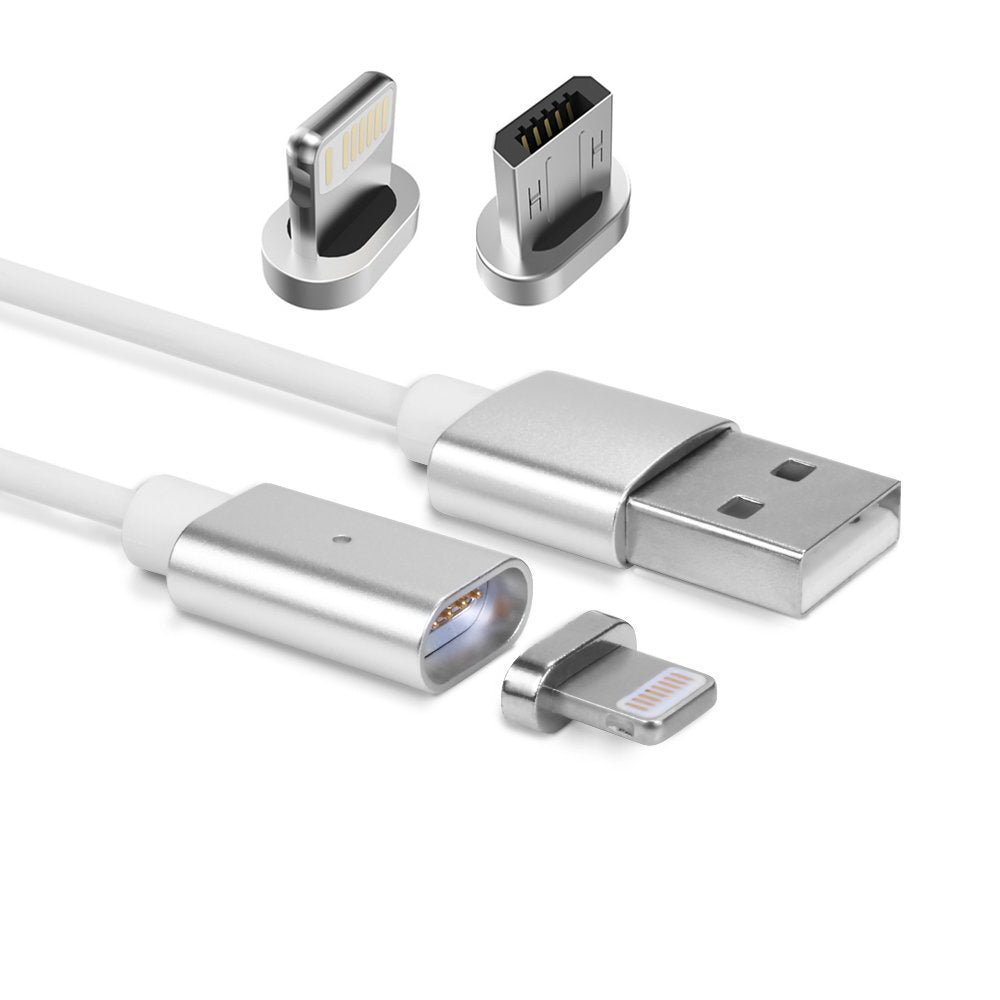 3 I 1 Magnetisk Laddarkabel Med Micro Usb, Typ C, Lightning-Kontakt 100Cm