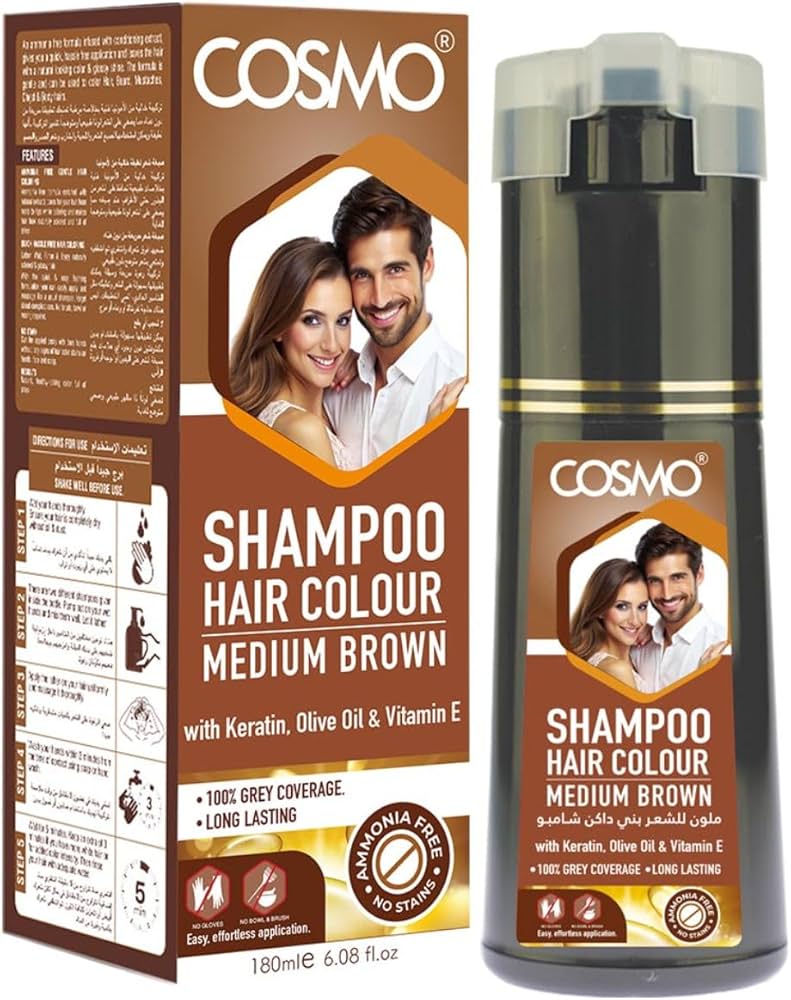 Cosmo Hårfarve Shampoo – [Medium Brown] (180 ml)
