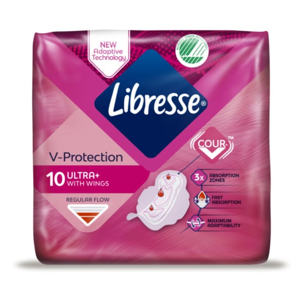 Libresse - 10 Ultra+ Med Vingar Regelbundet Flöde