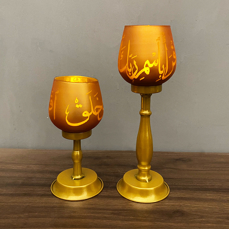 Ramadan 2 Ljusstakekoppar 28 & 19 Cm Glas I Guld