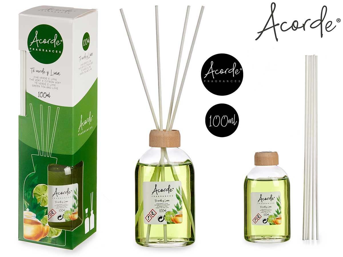 Acorde Doftsticks Glasvätska 100Ml - Grönt Te Och Lime