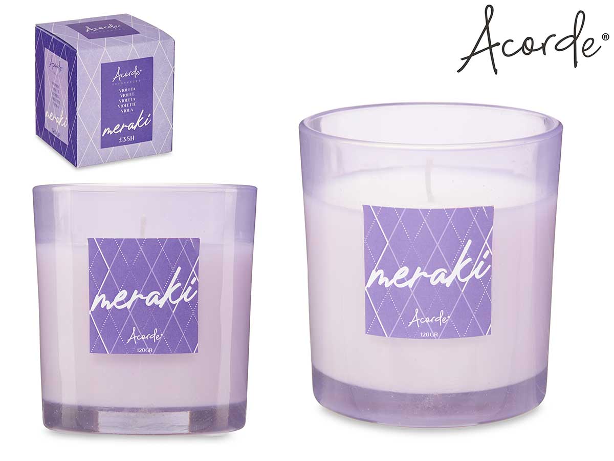 Acorde - Meraki 120Gr Doftljus I Glas Violette I Presentförpackning 35 Timmar