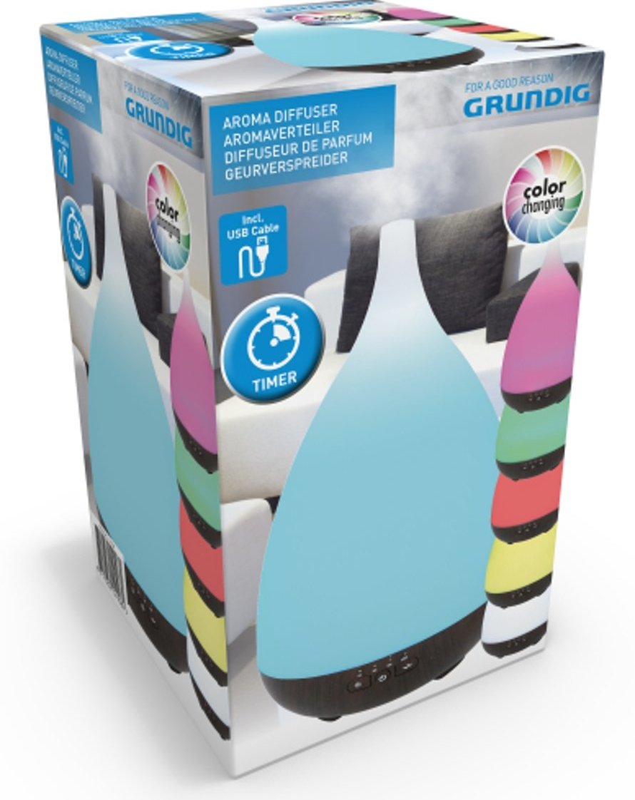 Grundig - Aromaspreder 22x13cm med LED farveskift, USB funktion - Dollarstore.dk