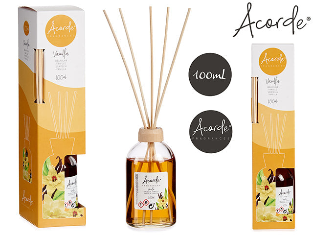 Acorde - Røgelsesværk i glas 24cm 100ml ekstra koncetreret duftvæske Vanilla aroma