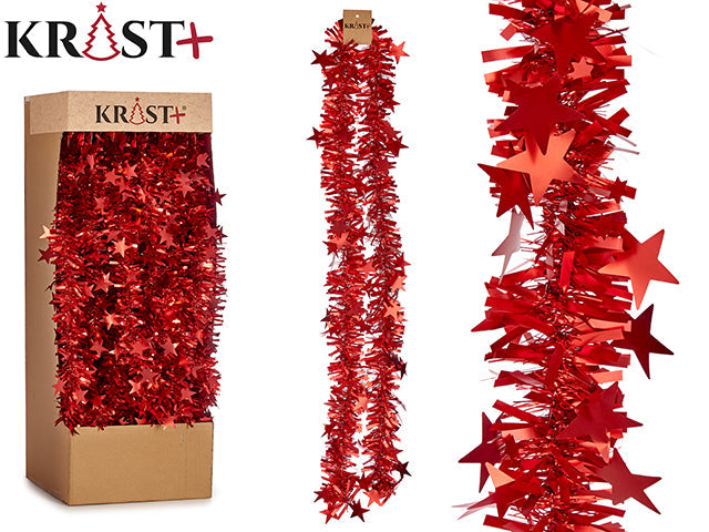 Krist - Garland 200X9Cm - Metallic Röd Färg Med Figurer