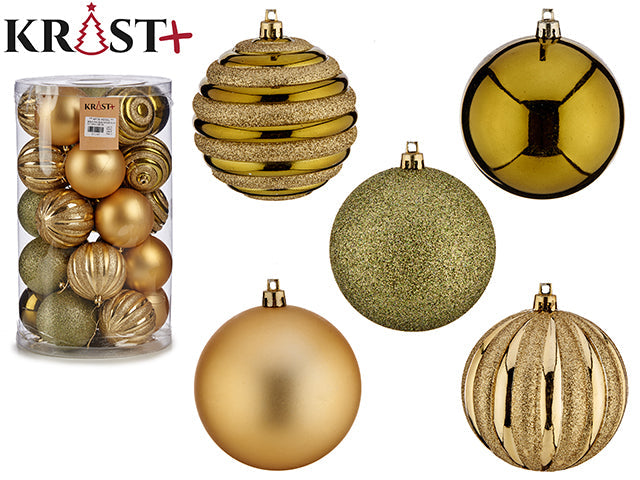 Krist - Set Med Julgranskulor Blandade 30 St A 8 Cm Oliv Till Guld