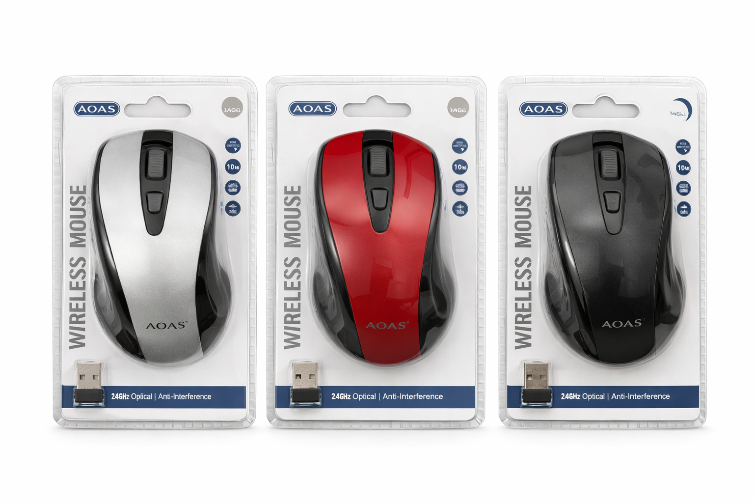 AOAS - Trådløs mus - batteridrevet (vælg farve)