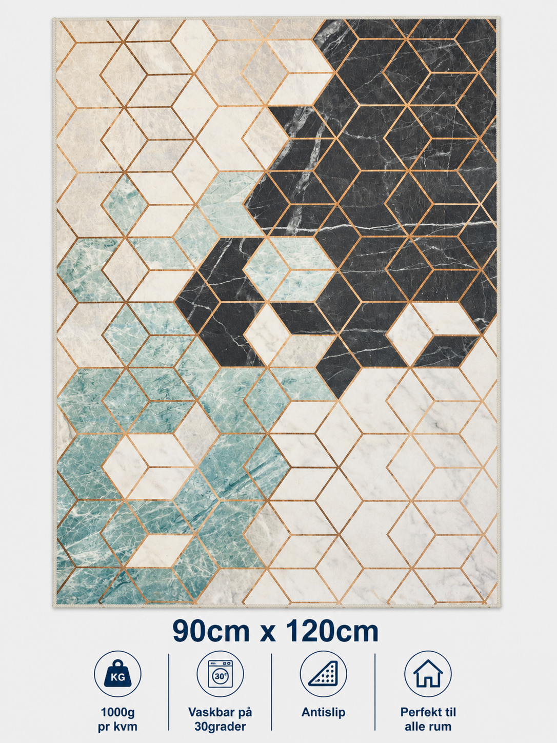 Stilrent tæppe 90x120 cm fra hvid til blå med 3D-effekt og gule striber