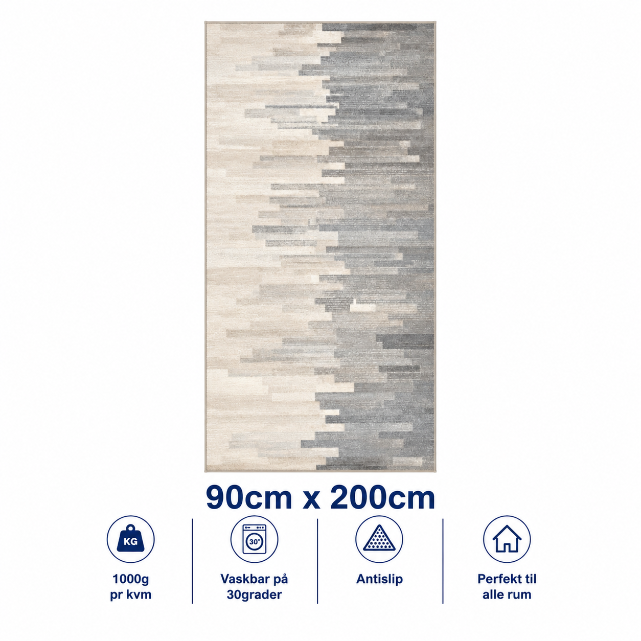 Tæppe / løber 90x200cm, Nordic Fade Blue Grey