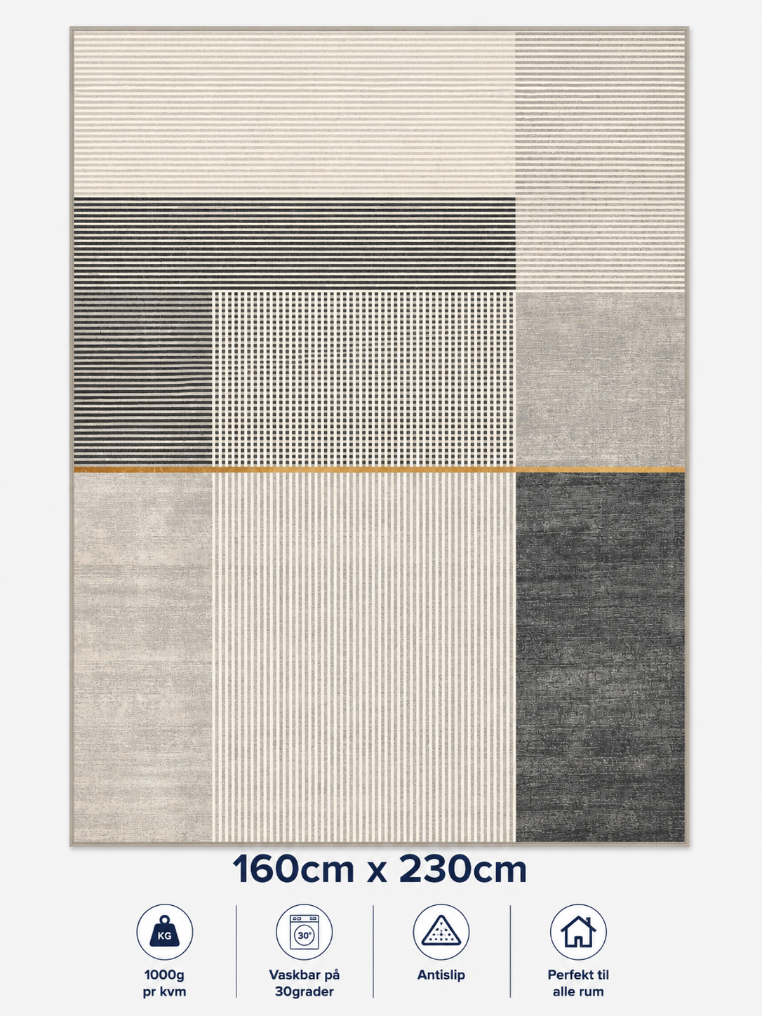 Stilrent tæppe 160x230 cm, Scandi Line Beige