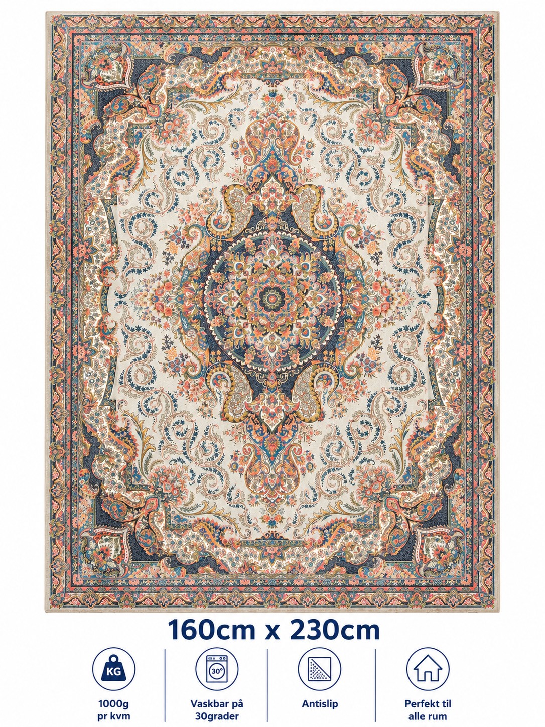 Stilrent tæppe 160x230 cm, Royal Vintage Oriental