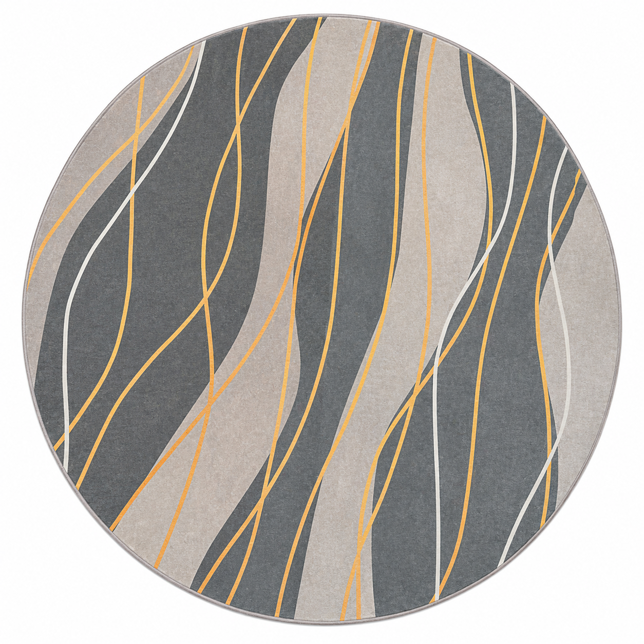 Golden Lines Ø180cm – Rundt Designertæppe