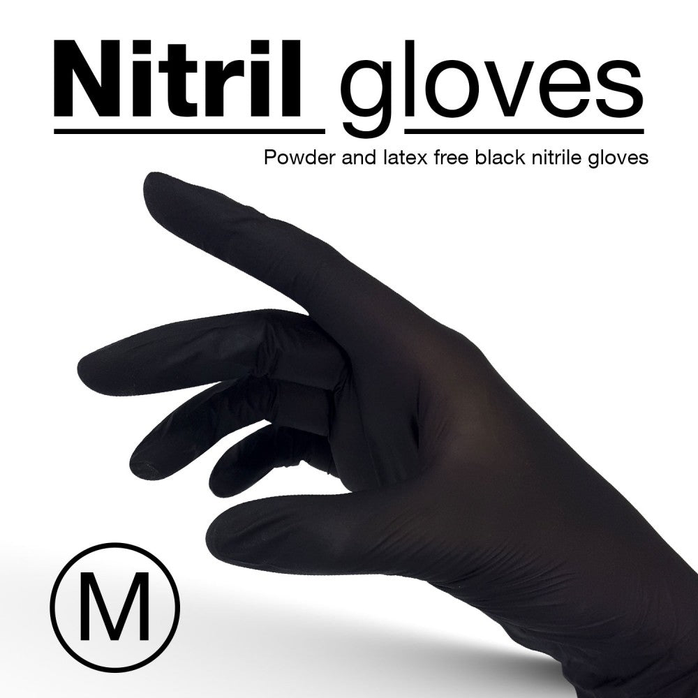 Black Medium Nitrile Gloves 100s - Pulver- och latexfria