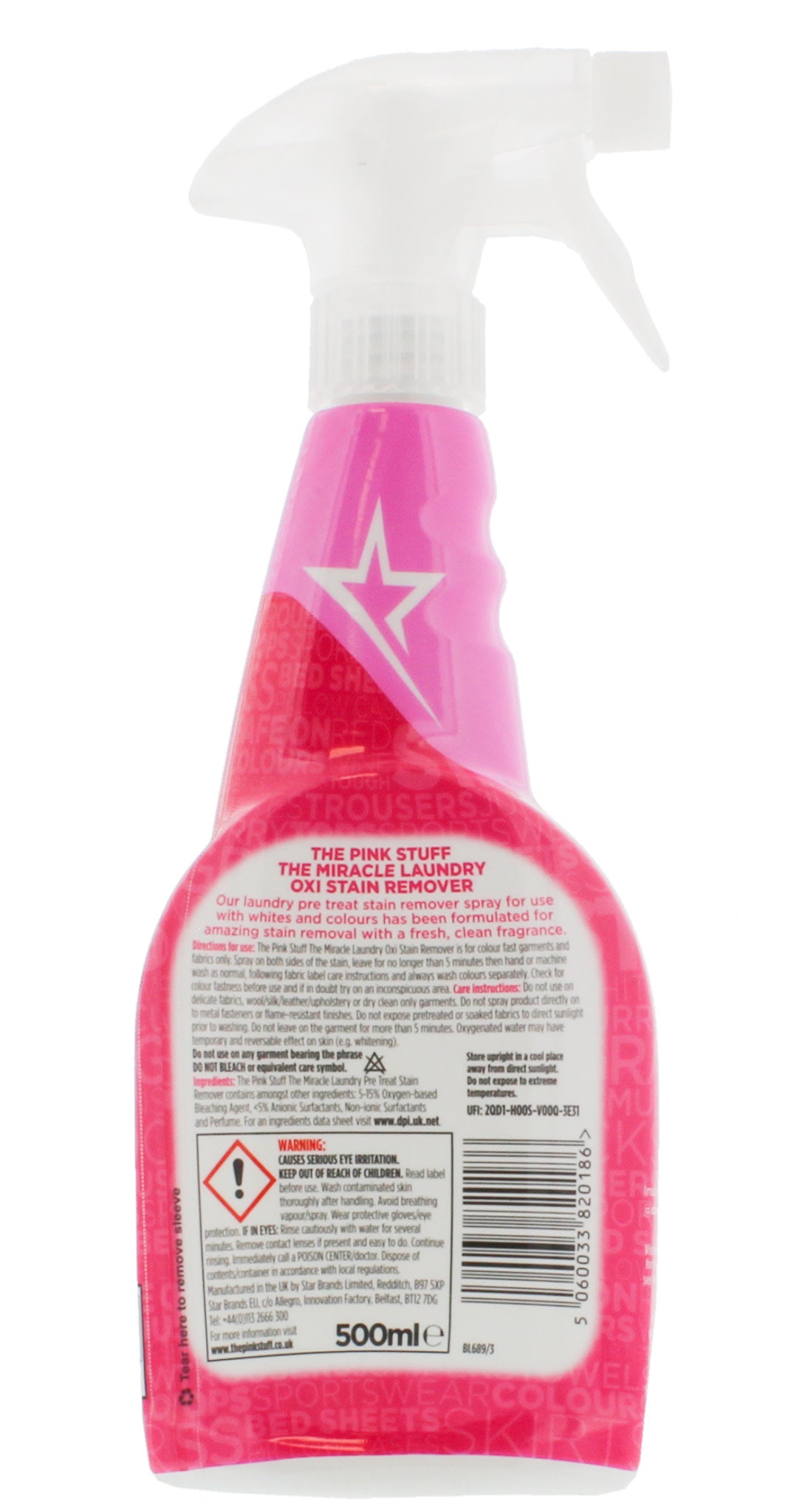 The Pink Stuff - Mirakel tekstil snavs fjerner på spray 500ml - Dollarstore.dk