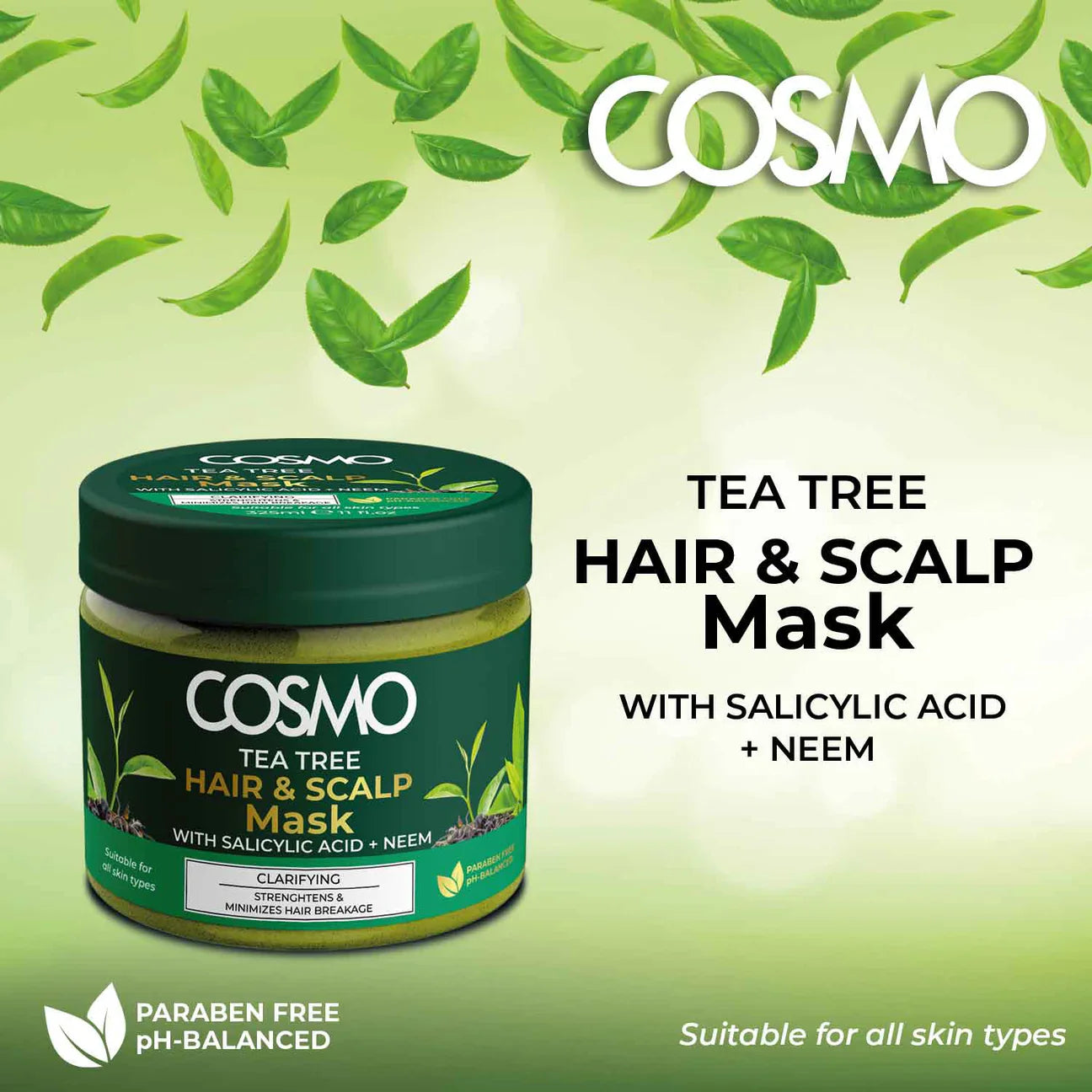 Cosmo Tea Tree Hår- & Hovedbundsmaske – 325 ml