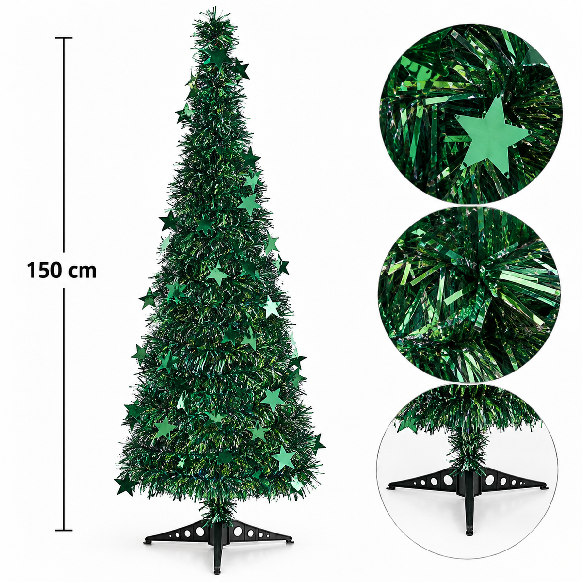 Krist - Virvlande Julgran 150Cm Metallic-Grön Färg Vikfunktion