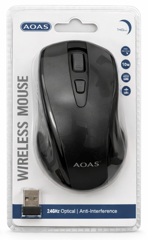 AOAS - Trådløs mus - batteridrevet (vælg farve)