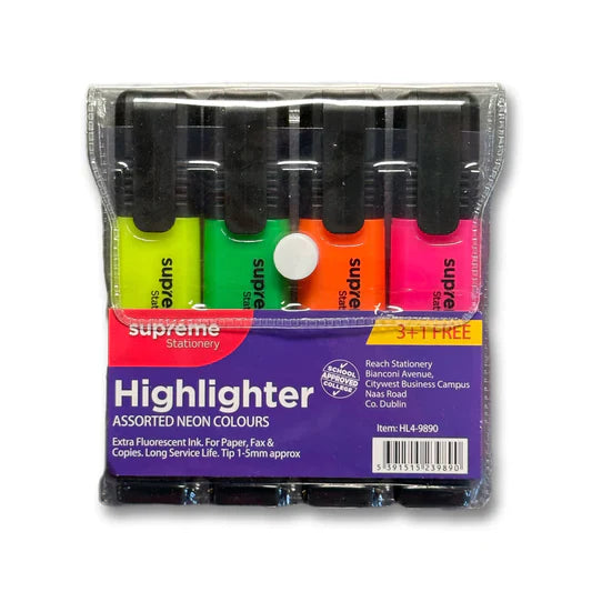 Highlighters 4 st. Rosa, gult, orange och grönt