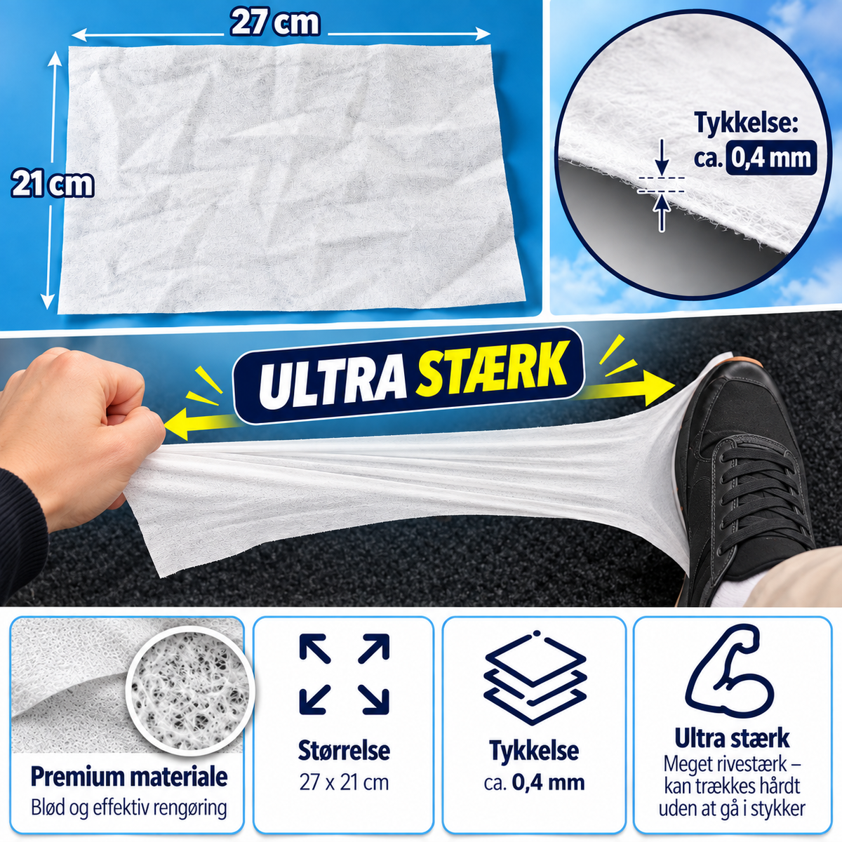 Confy XXL 100 Rengøringsklude – White Soap – 100 stk. / 1200 g
