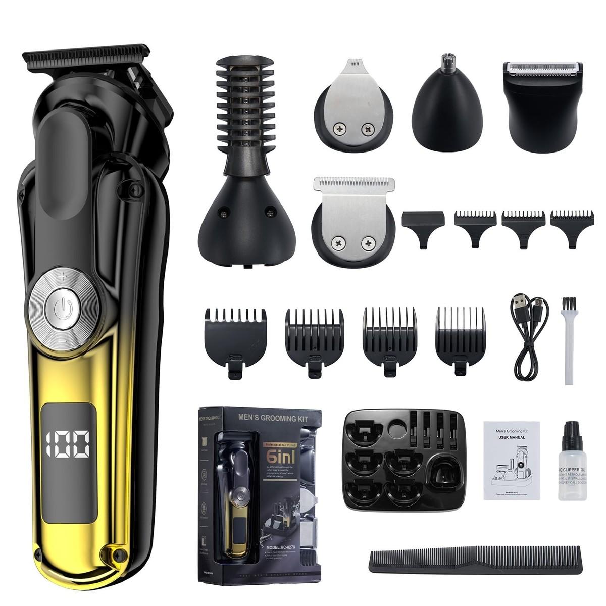 6-i-1 Professionel Grooming Trimmer – Trådløs, LED Display,