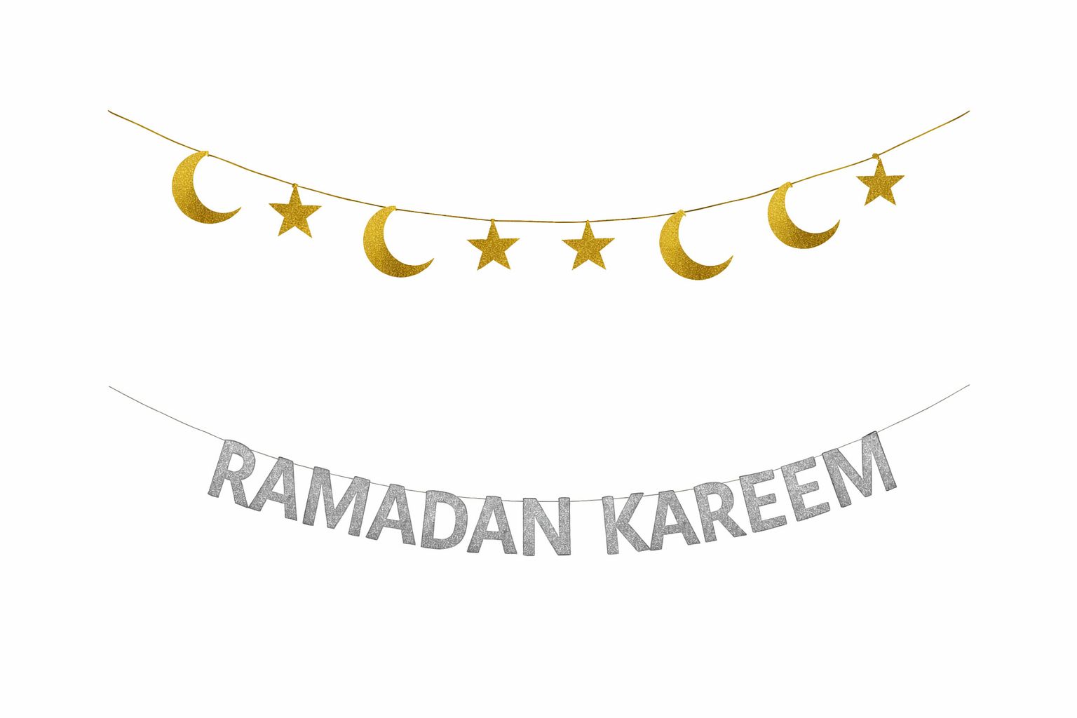 Ramadan Kareem Guirlande + stjerne, måne guirlande