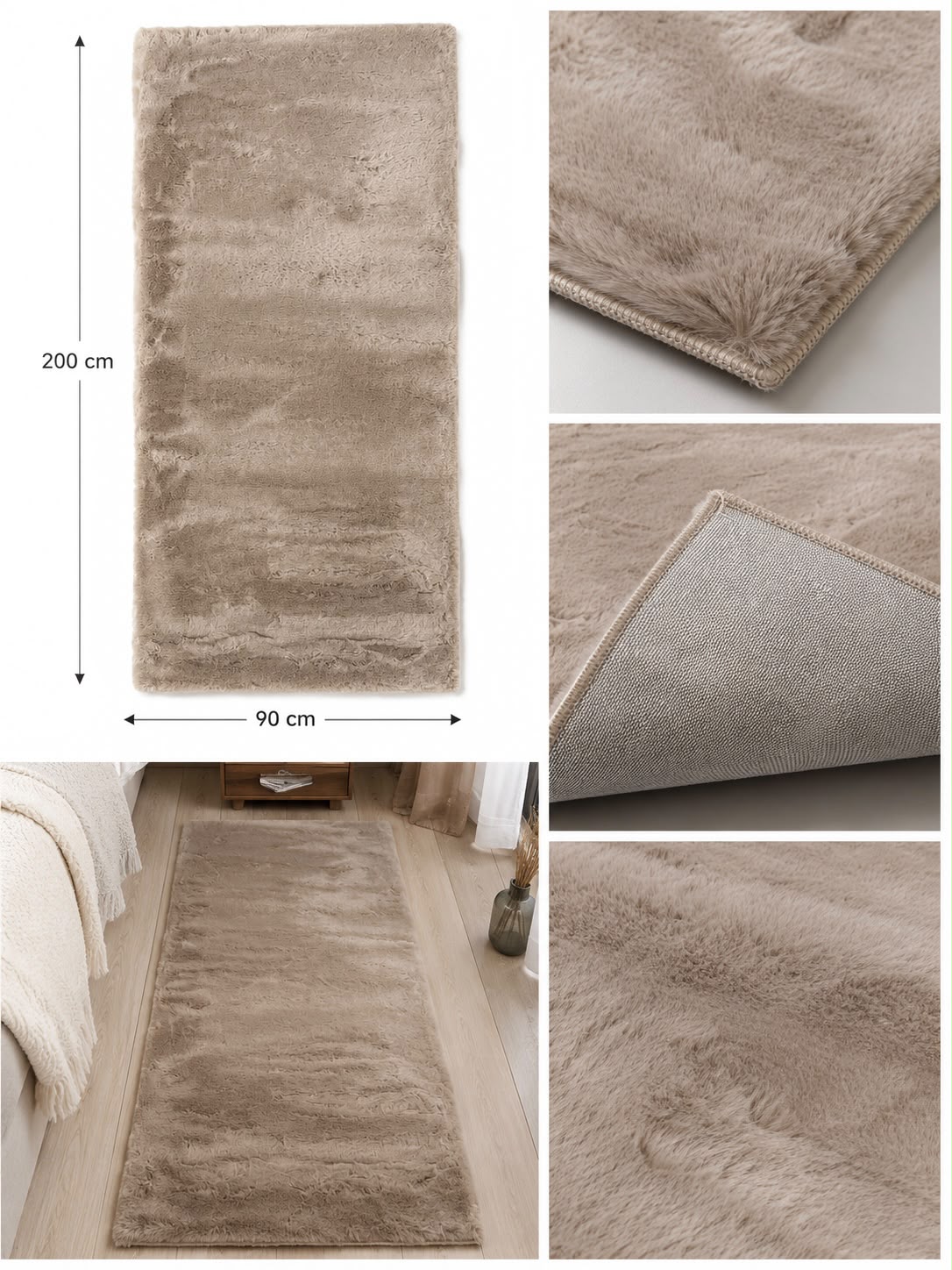 CloudSoft tæppe/løber 90x200 – Taupe & Cashmere