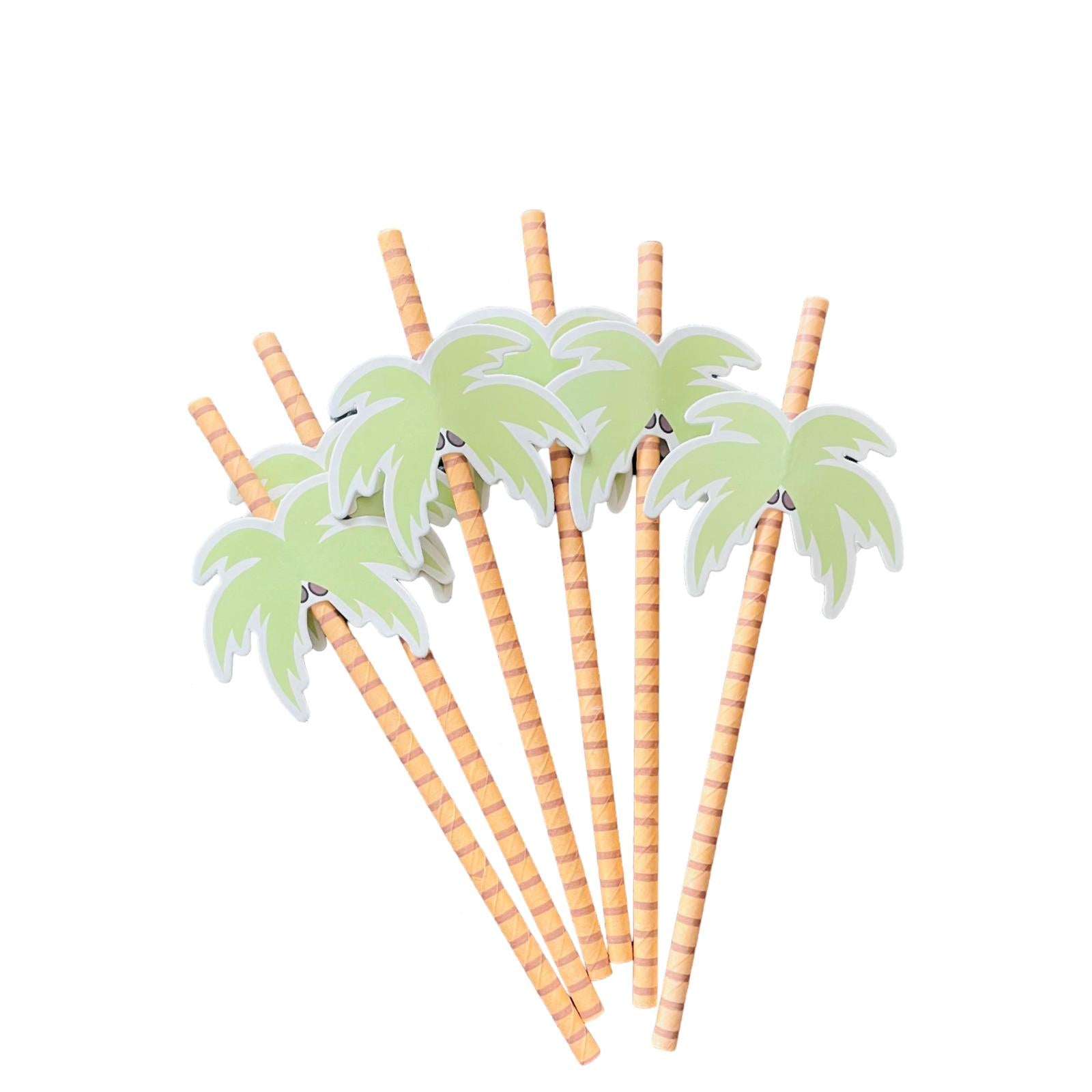 Tropical Summer - Pappersstrån med papperspalmer 6 st