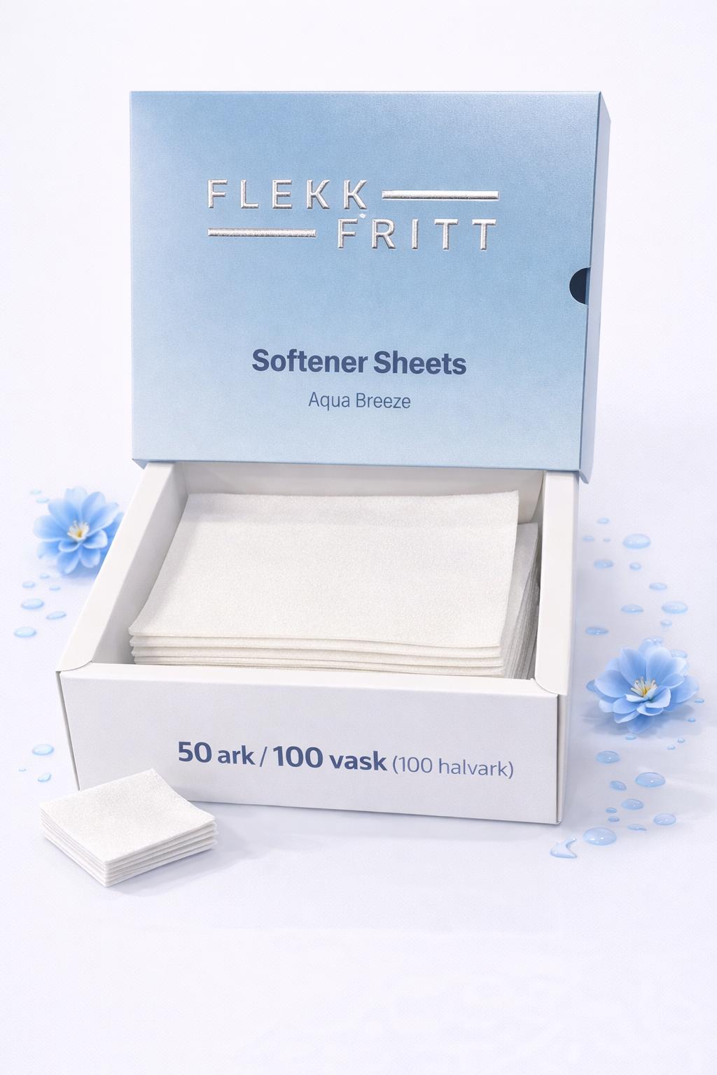 Flekk Fritt Blødgøringsark – Aqua Breeze (100 vaske / 100 halvark)