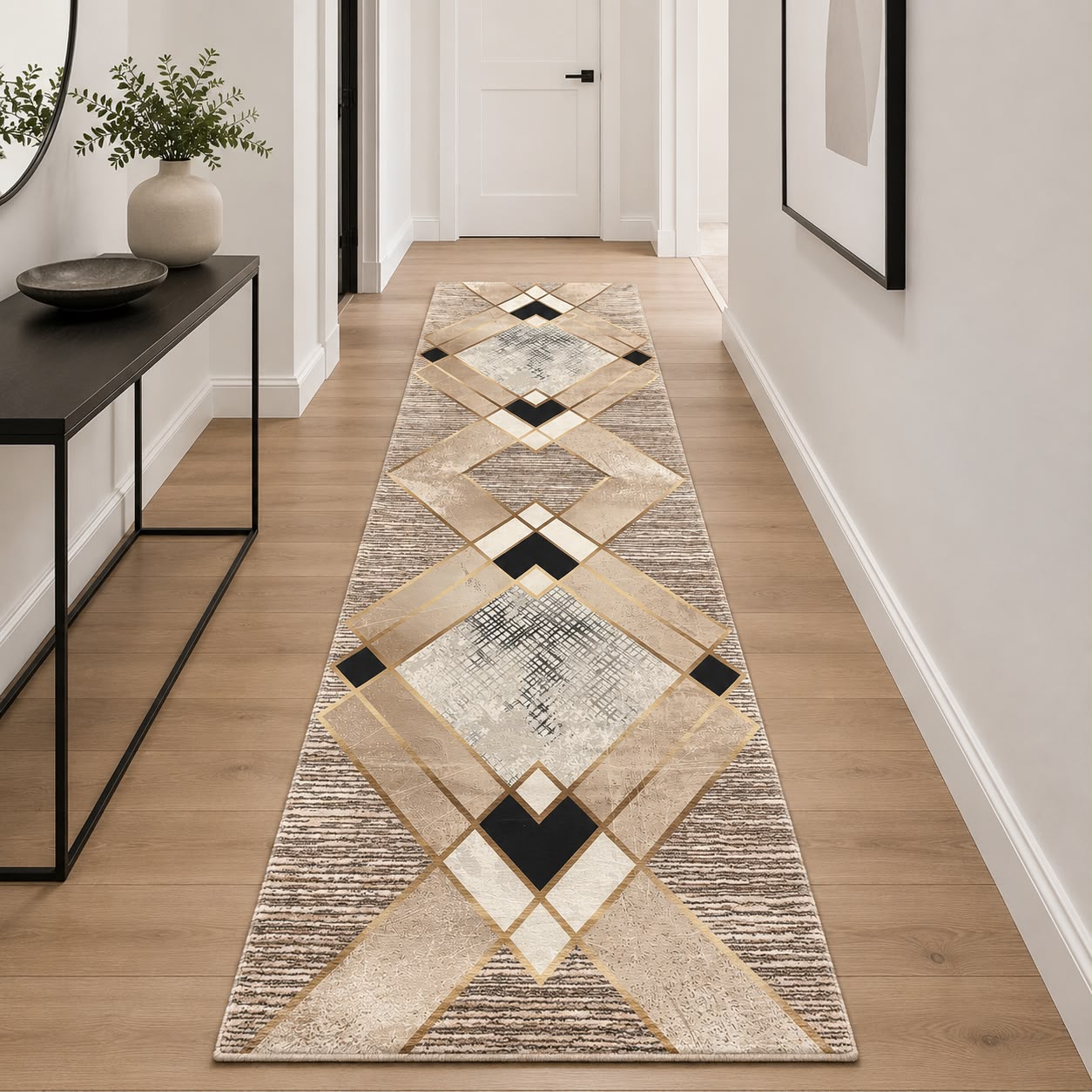 Nordic Diamond Løber 100x300 cm – Moderne Geometrisk Design