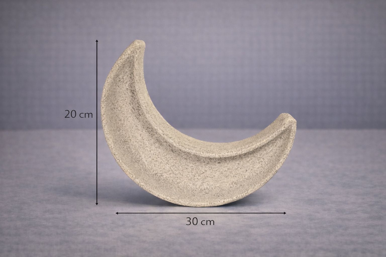 Sten skål i måneform 20x30cm