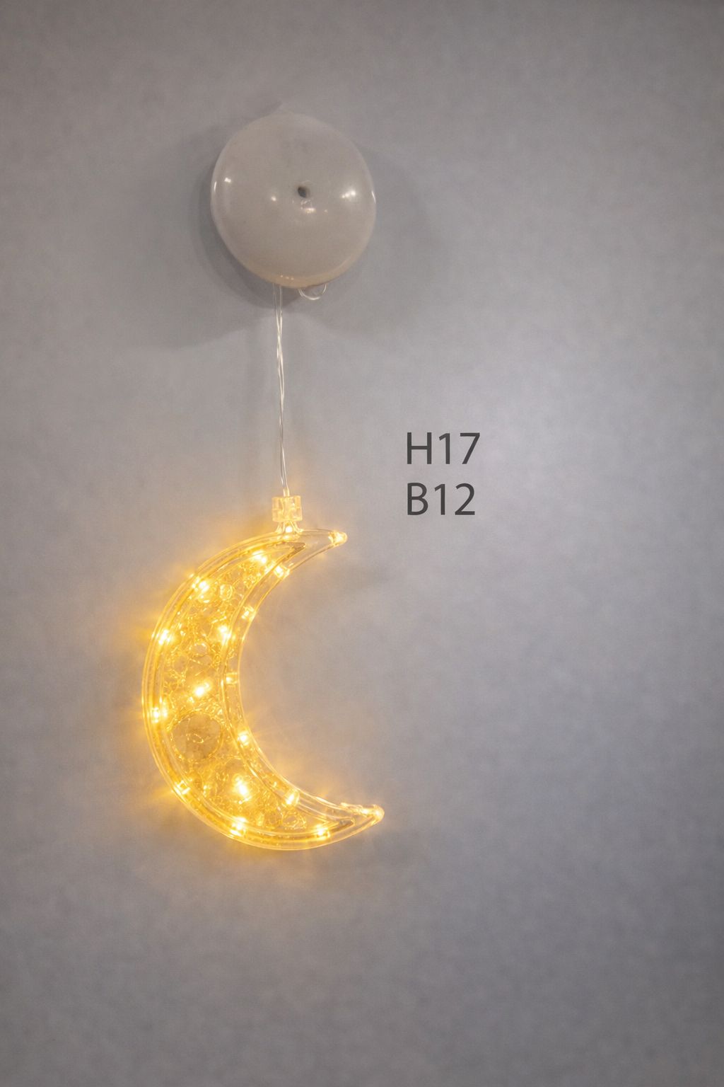 Måne med LED lys på sugekop 17cm, batteridrevet (ekskl,)