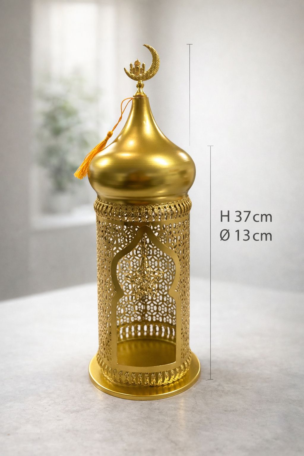 Orientalsk lanterne i guld farve 37x13cm