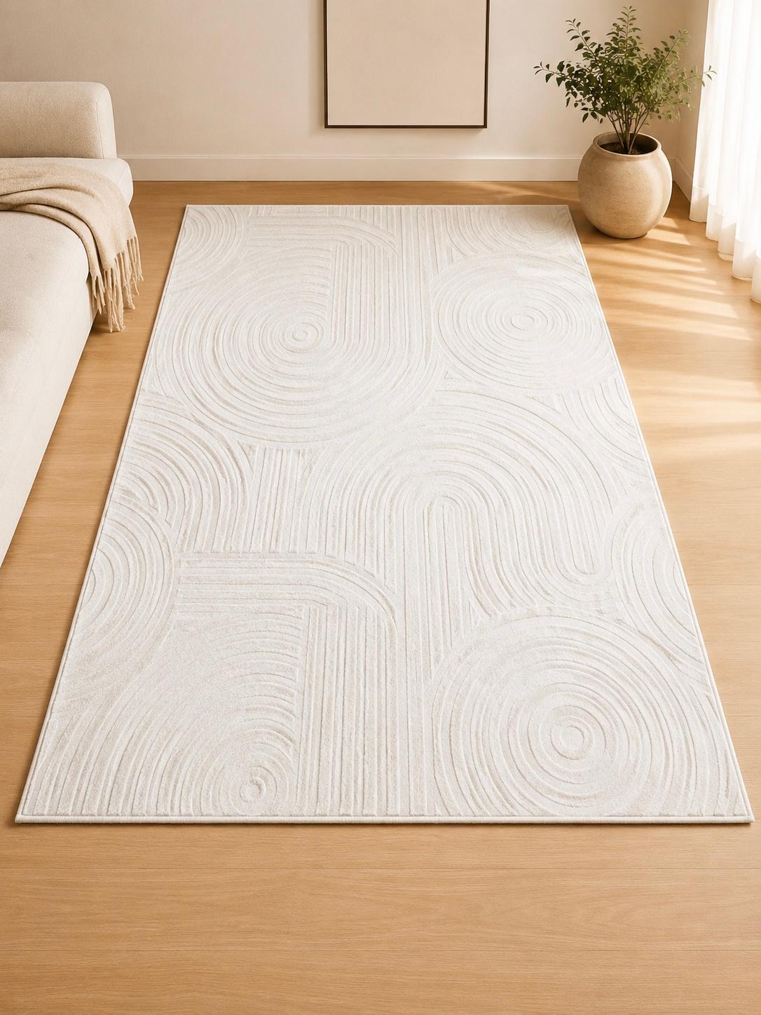 Velour Tæppe 160x230 cm Kaninhår Look – Kold Hvid