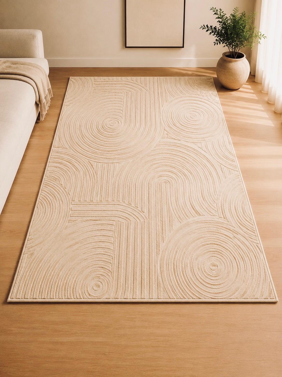 Velour Tæppe 160x230 cm Kaninhår Look – Creme/Beige