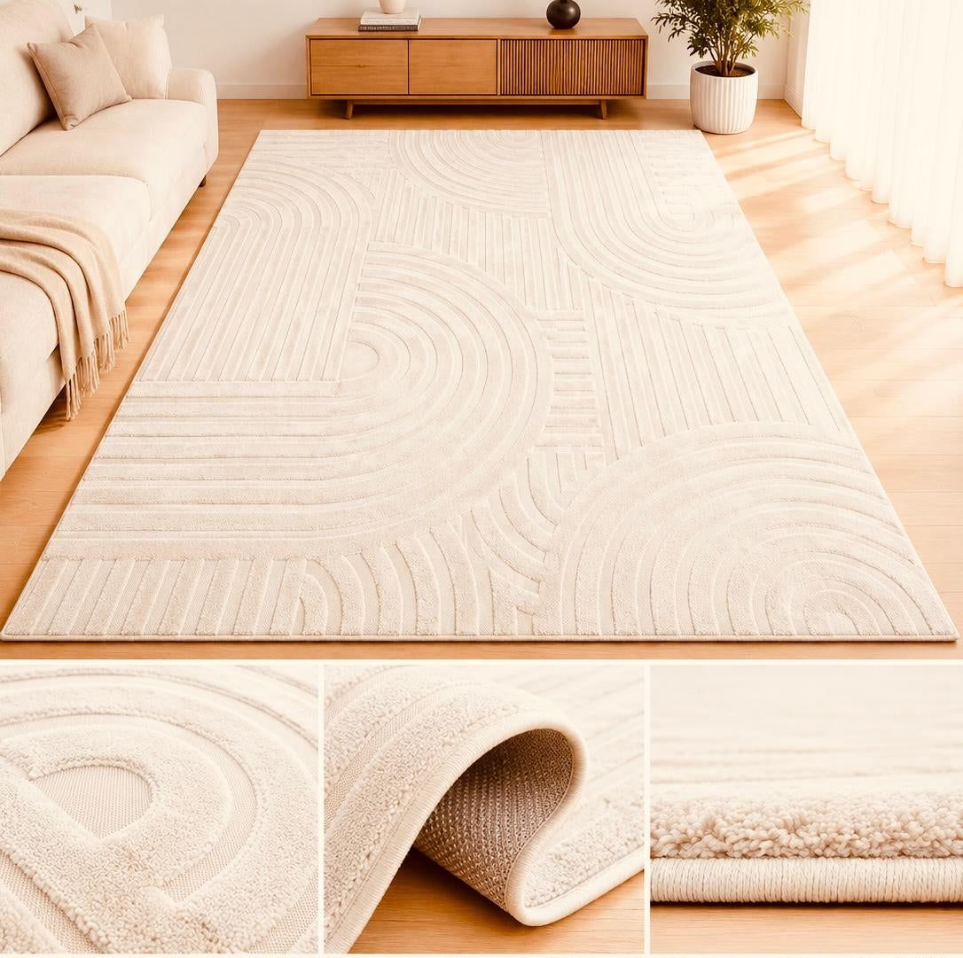 Moderne Relief Tæppe 200x300 cm – Creme/beige