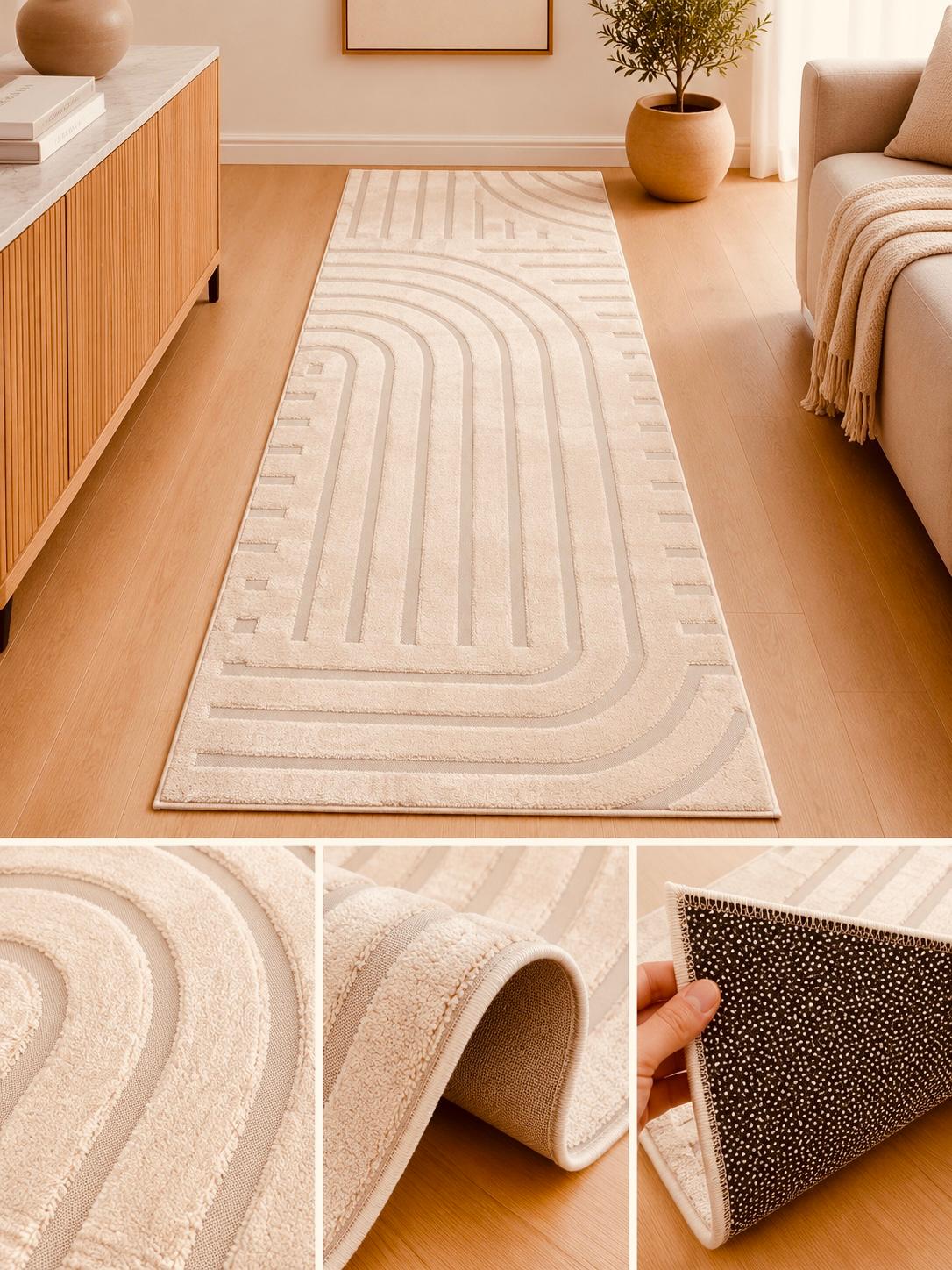 Moderne Tæppe Løber – Creme/Beige 90x200 cm