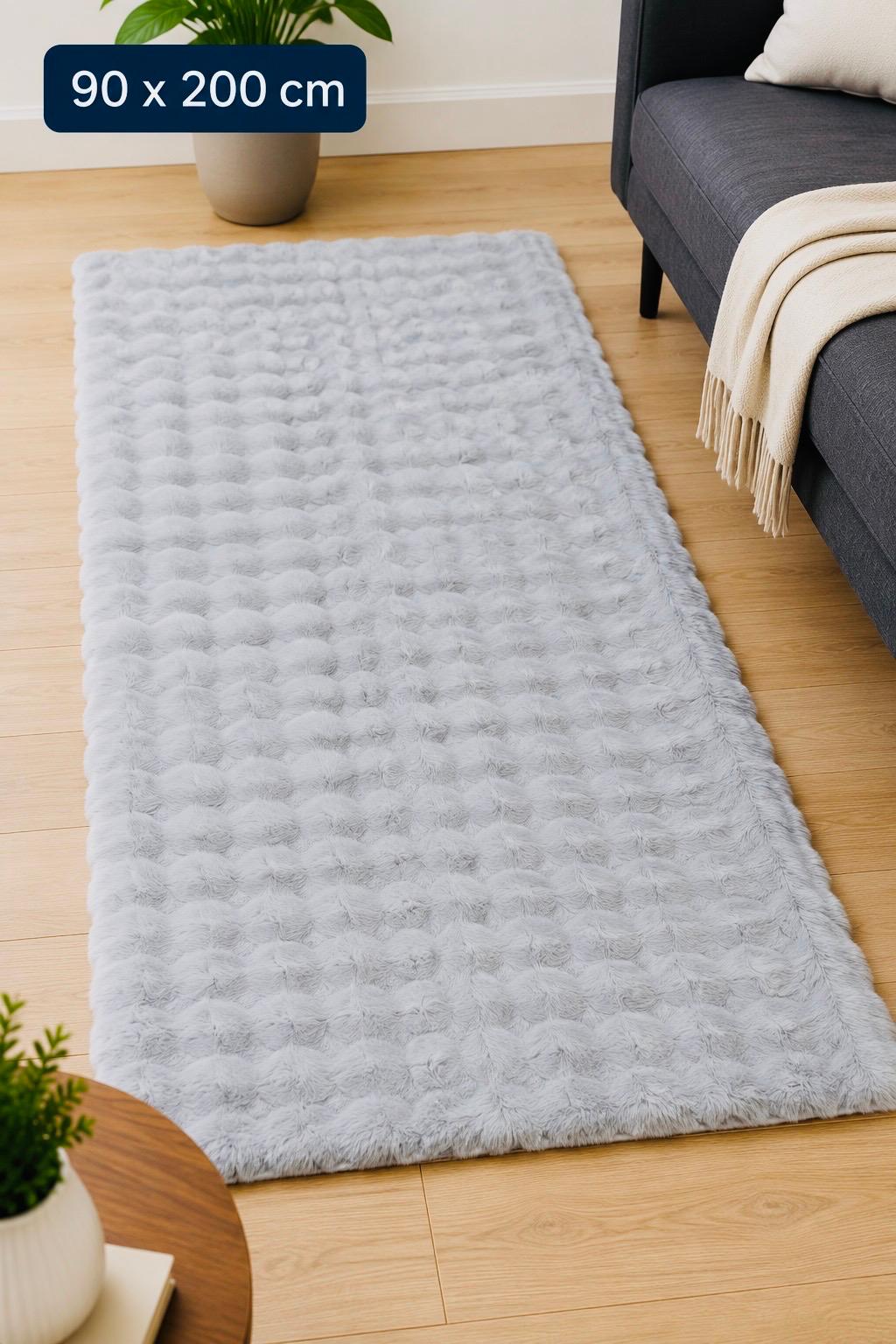 Velour Bubble Løber 90x200 cm – Cloud Grey