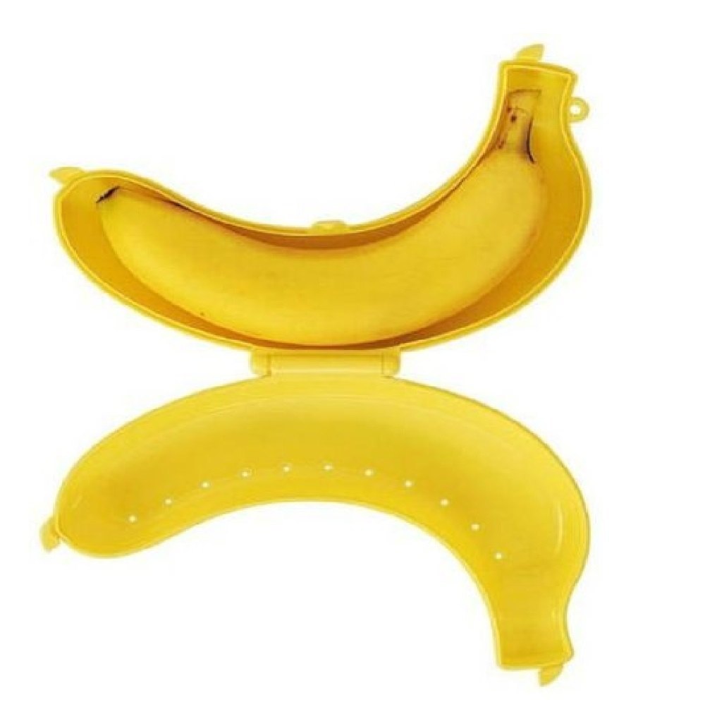 Bananbehållare Med Gaffel. Gul