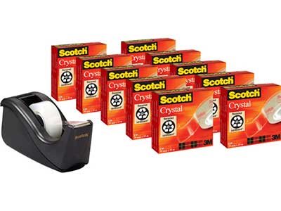 Tape Dispenser Scotch C60 Sort + 10 Rl. Crystal Tape 19Mmx33M ⎮ 51141987040 ⎮ RZ_003816 