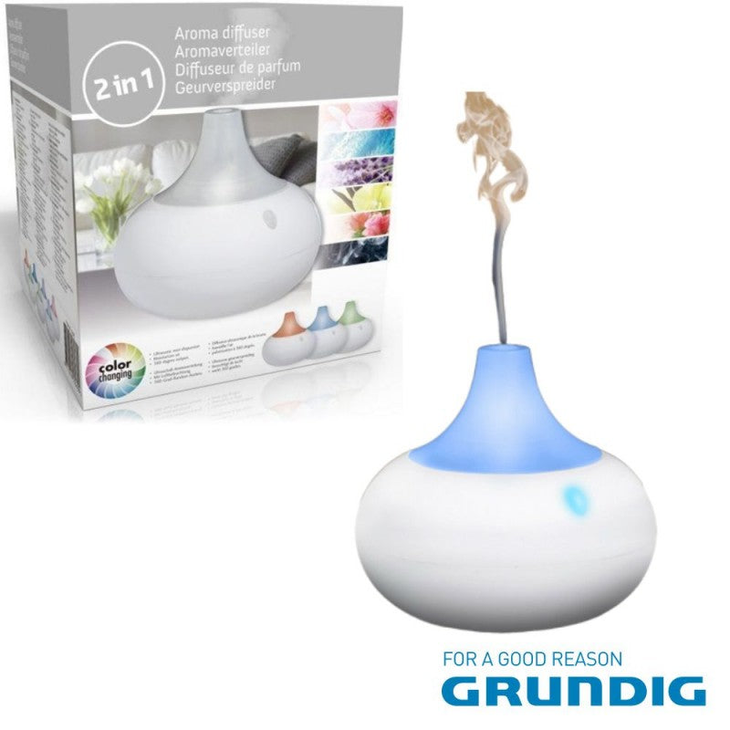 Grundig - Aromaspreder Ø18cm med lysfunktion ultrasonisk tåge dispenser - Dollarstore.dk