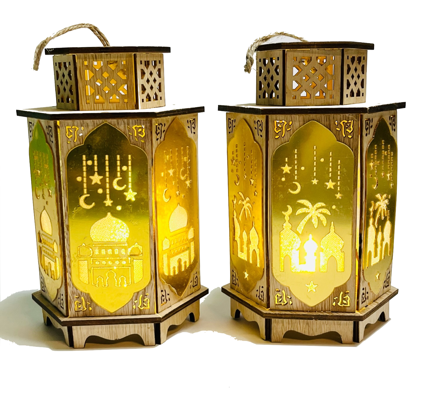 Trälykta 20X12Cm Med Led-Ljus Ramadan Design - Läs Info