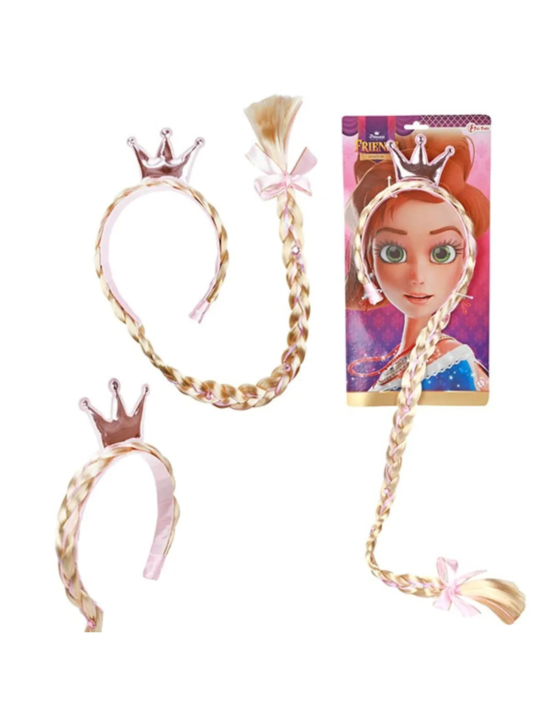 Toitoys - Princess Hårband Med Flätor 50+Cm